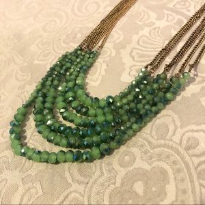 Green Multi-Strand Statement Necklace